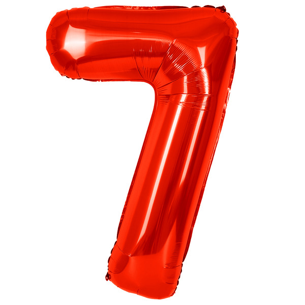 Шар (40"/102 см) Цифра, 7, Красный, Металлик, 1 шт. в уп.
