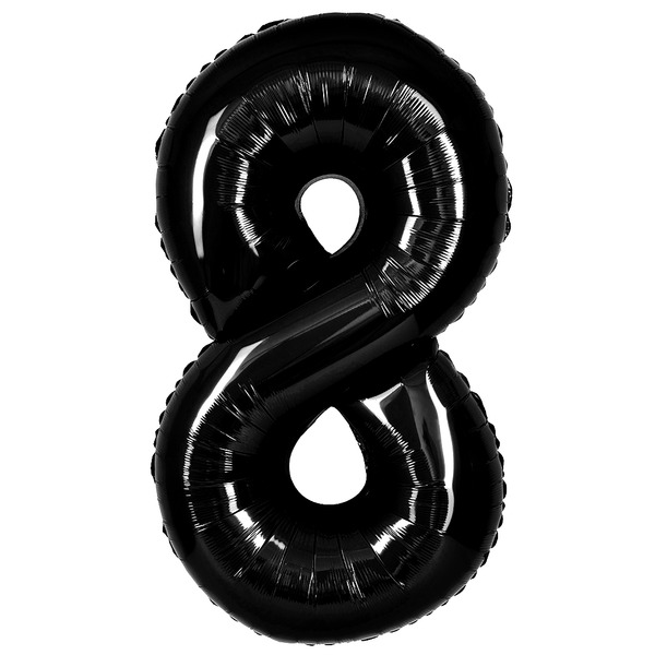 Шар (40"/102 см) Цифра, 8, Черный, Металлик, 1 шт. в уп.