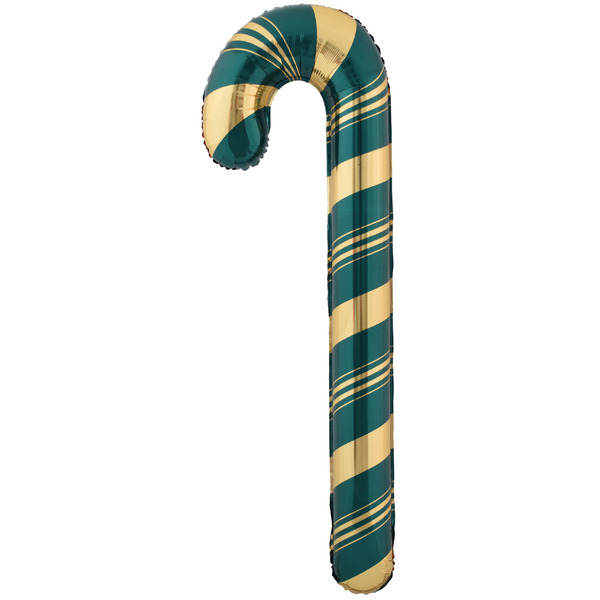 Шар (29"/74 см) Фигура, Леденец трость (надув воздухом), Зеленый/Золото, 1 шт. в уп.
