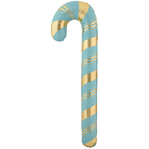 Шар (59"/150 см) Фигура, Леденец трость (надув воздухом), Голубой/Золото, 1 шт. в уп.
