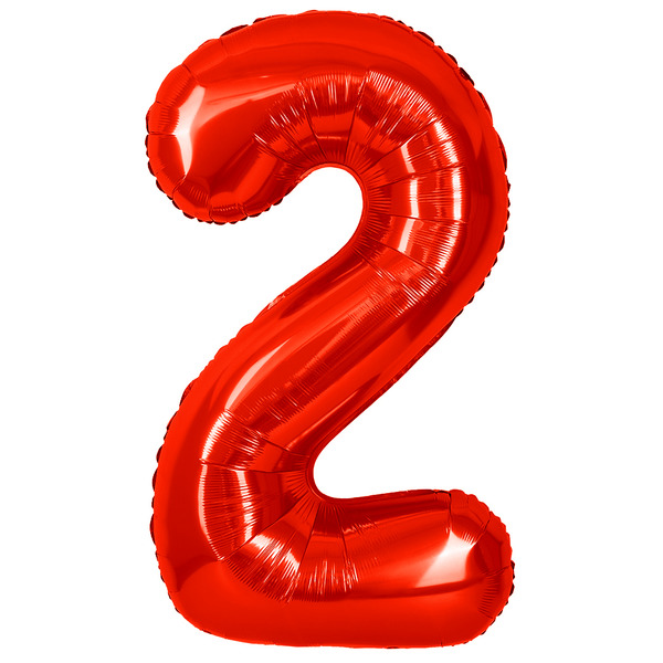 Шар (40"/102 см) Цифра, 2, Красный, Металлик, 1 шт. в уп.