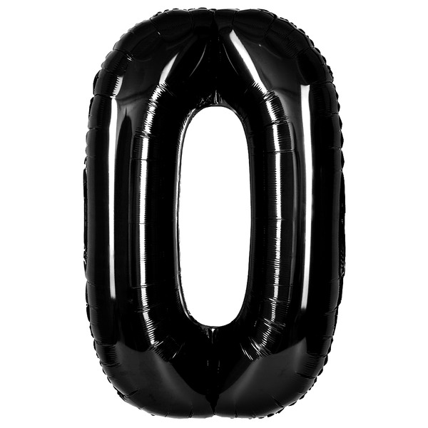 Шар (40"/102 см) Цифра, 0, Черный, Металлик, 1 шт. в уп.