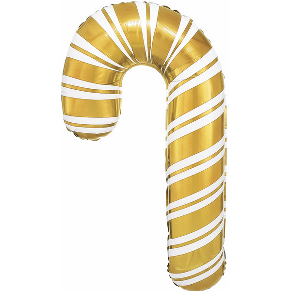 Шар с клапаном (17"/43 см) Мини-фигура, Леденец трость, Золото, 5 шт. в уп.