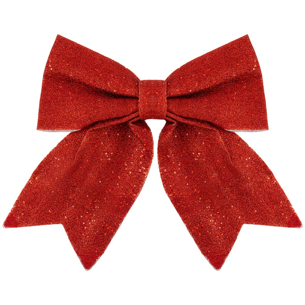 Декоративный бант Праздничный, Красный, с блестками, 30*35 см, 1 шт. в упак.