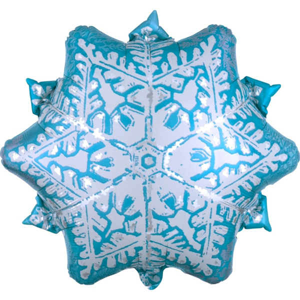 Шар с клапаном (14"/36 см) Мини-фигура, Снежинка, Голубой, 5 шт. в уп.