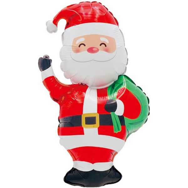 Шар с клапаном (17"/43 см) Мини-фигура, Дед Мороз с подарками, 5 шт. в уп.