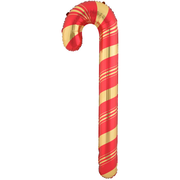 Шар (29"/74 см) Фигура, Леденец трость (надув воздухом), Красный/Золото, 1 шт. в уп.