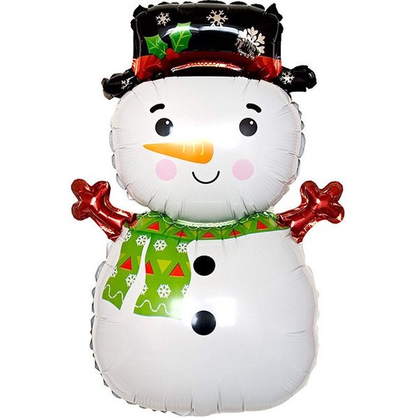 Шар с клапаном (17"/43 см) Мини-фигура, Снеговик в шляпе, 5 шт. в уп.