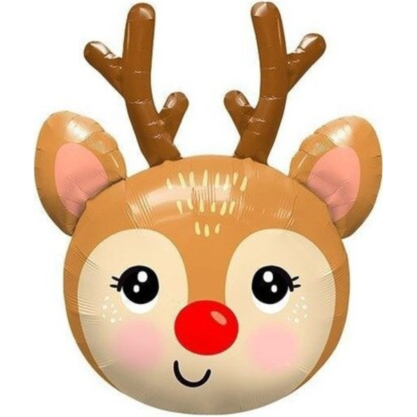 Шар с клапаном (14"/36 см) Мини-фигура, Голова, Маленький Олень, 5 шт. в уп.