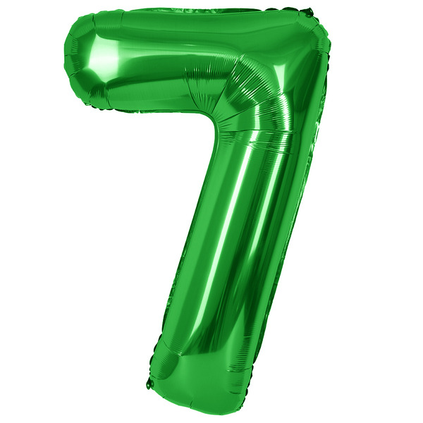 Шар (40"/102 см) Цифра, 7, Зеленый, Металлик, 1 шт. в уп.