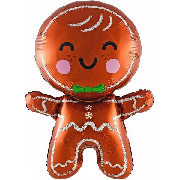 Шар с клапаном (16"/41 см) Мини-фигура, Пряничный человечек, 5 шт. в уп.