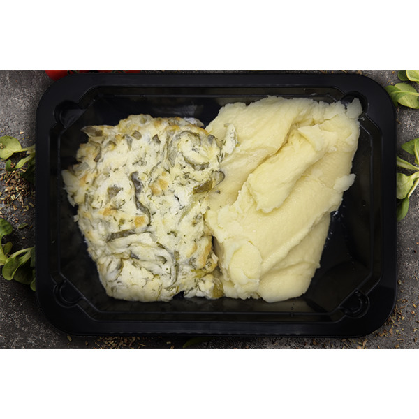 Рыба запеченная с соусом Тар-тар с пюре, 350г