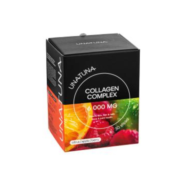 UNATUNA, Комплекс коллагена, ассорти 3-х вкусов (цитрусовый микс, ягодный микс, яблоко),стики, 30 шт.