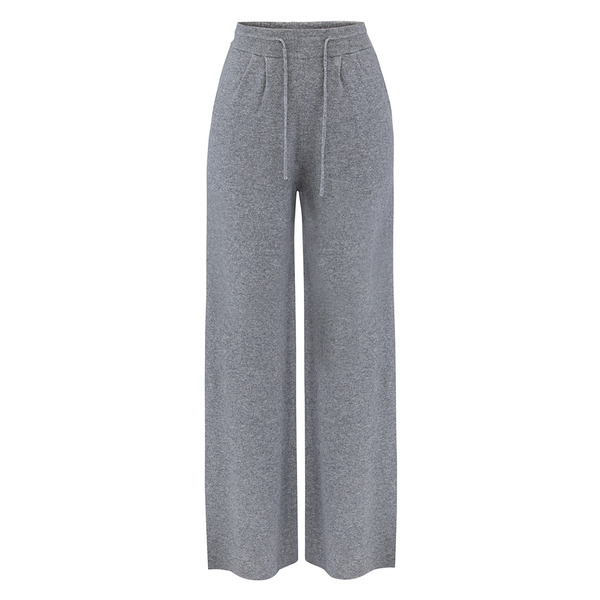 Широкие вязаные брюки из 100% шерсти мериноса, серый