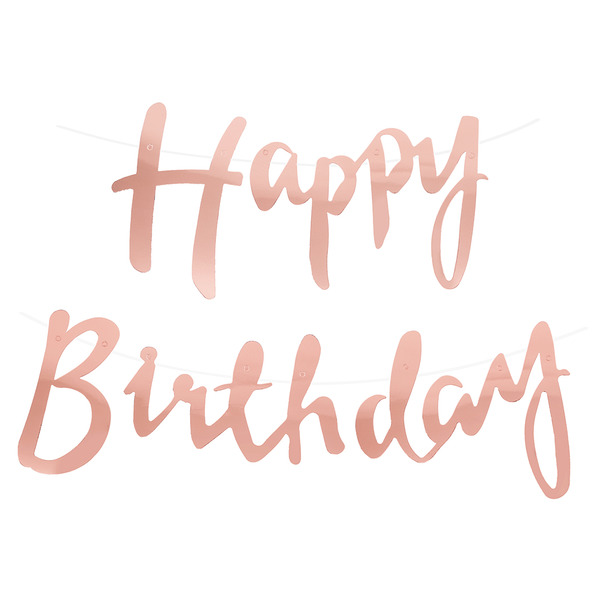 Гирлянда Happy Birthday (курсив), Розовое Золото, Металлик, 500 см, 1 упак.