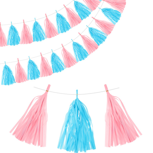 Гирлянда Тассел, Голубой/Розовый, 35*12 см, 10 листов.