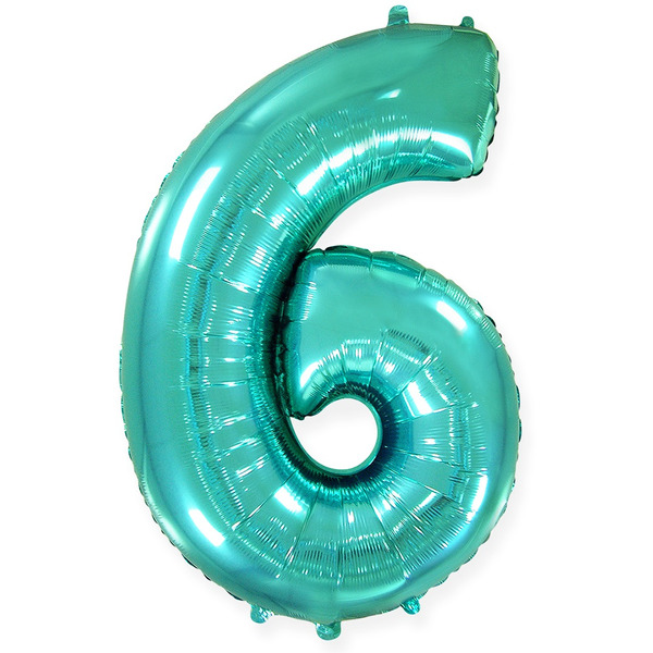 Шар (40"/102 см) Цифра, 6, Тиффани, 1 шт. в уп.