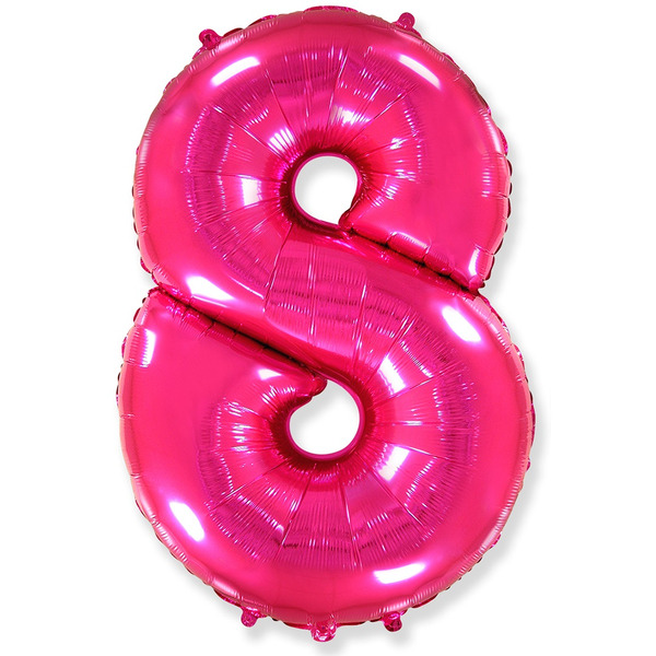 Шар (40"/102 см) Цифра, 8, Фуше, 1 шт. в уп.
