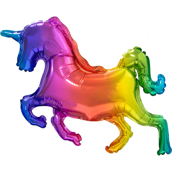 Шар с клапаном (16"/41 см) Мини-фигура, Сверкающий единорог, Радужный, Градиент, 1 шт.