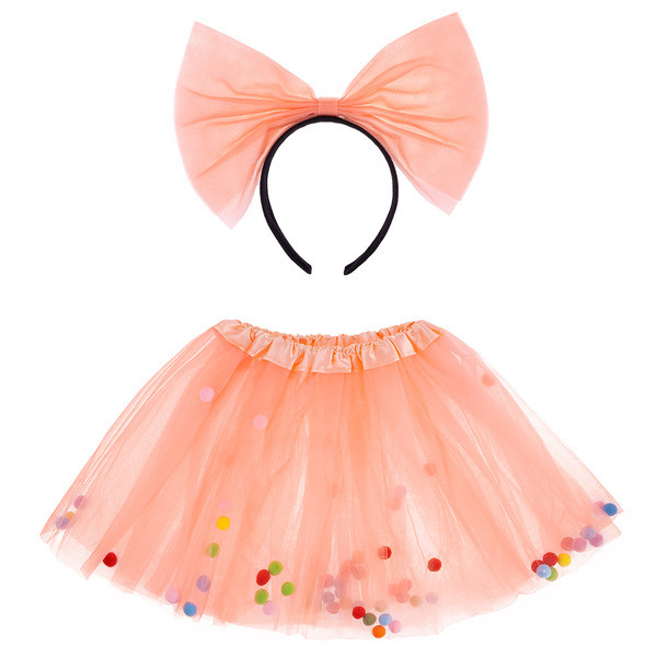 Набор (ободок, юбочка), Яркие шарики, Персиковый, 1 шт.