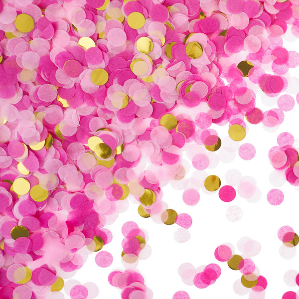 Конфетти купаж, Круг, фольга и тишью, Розовый микс, Металлик, 1 см, 50 г.