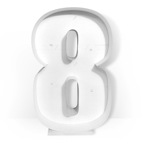 Каркас для аэромозаики, Цифра, 8, Белый, 120 см, 1 шт.