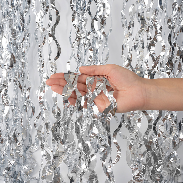 Занавес Волна, Серебро, Металлик, 100*200 см, 1 шт.