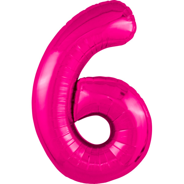 Шар (40"/102 см) Цифра, 6 Slim, Фуксия, 1 шт. в уп.