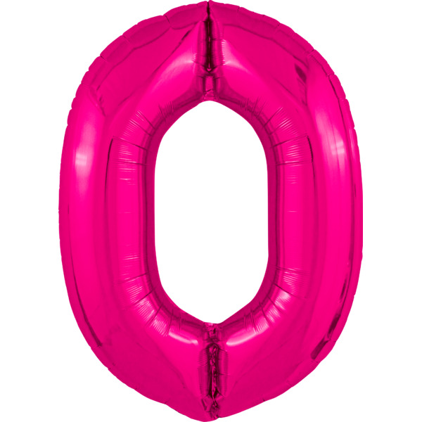 Шар (40"/102 см) Цифра, 0 Slim, Фуксия, 1 шт. в уп.