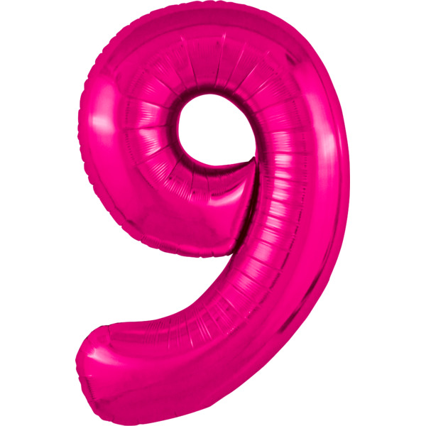 Шар (40"/102 см) Цифра, 9 Slim, Фуксия, 1 шт. в уп.