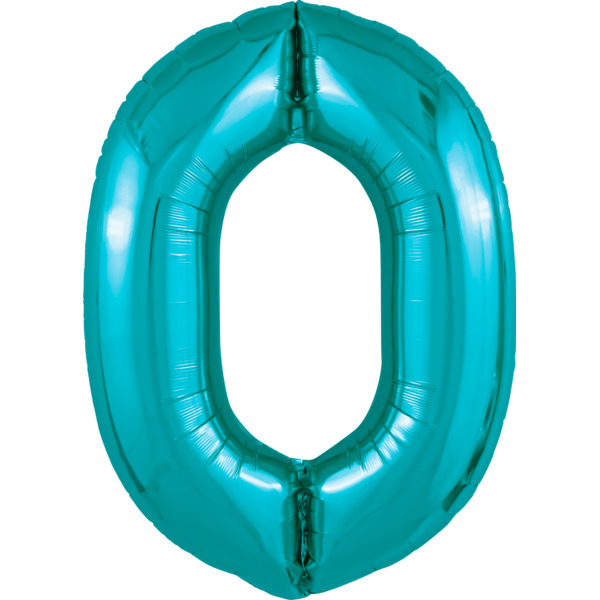 Шар (40"/102 см) Цифра, 0 Slim, Океан, 1 шт. в уп.