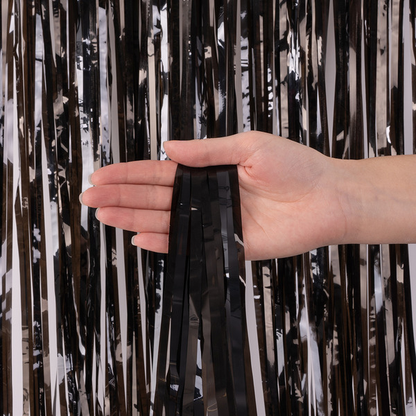 Занавес Дождик Черный, Металлик, 100*200 см, 1 шт.