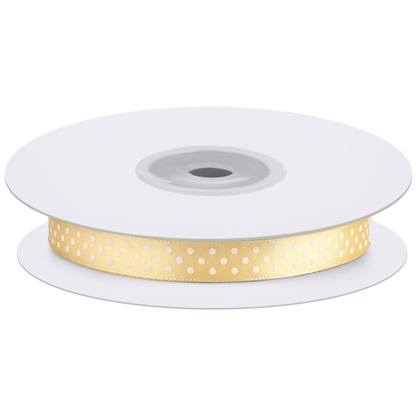 Лента атласная (1 см*22,85 м) Горошек, Золото, 1 шт.