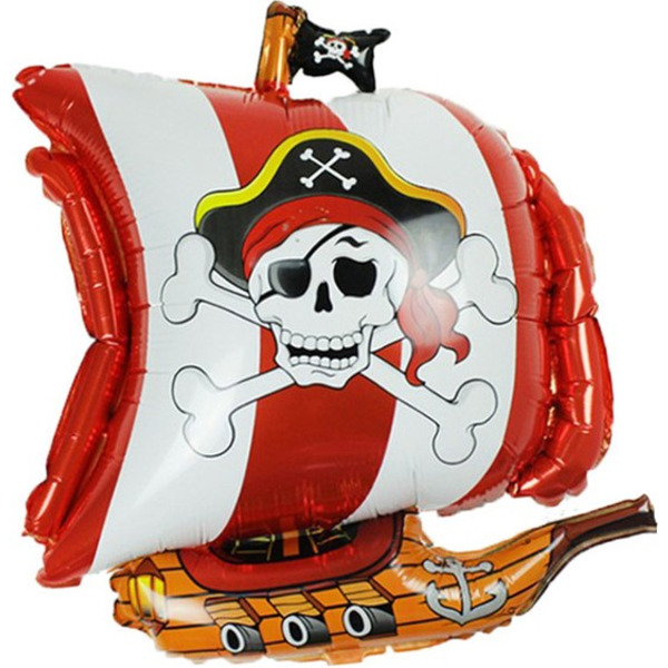 Шар (27"/69 см) Фигура, Пиратский корабль, Красный, 1 шт.