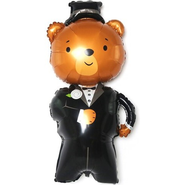 Шар (45"/114 см) Фигура, Медвежонок Жених, 1 шт.