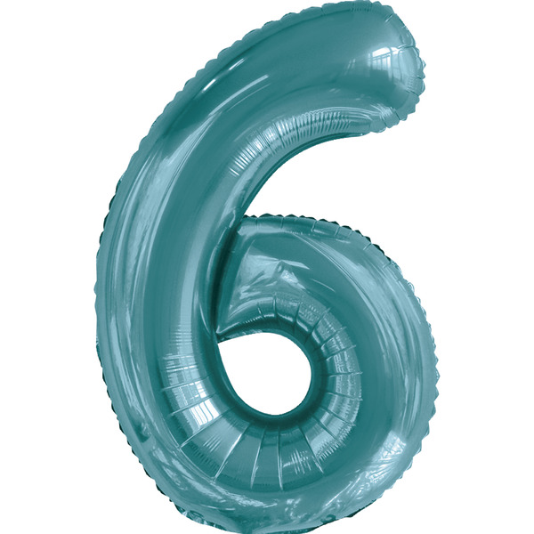 Шар (34"/86 см) Цифра, 6 Slim, Тиффани, 1 шт. в уп.
