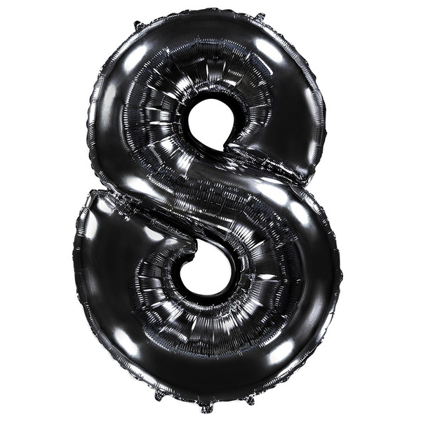Шар (40"/102 см) Цифра, 8, Черный, 1 шт. в уп.