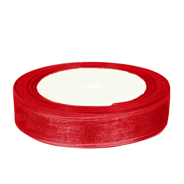 Лента органза (1,2 см*22,85 м) Красный, 1 шт.