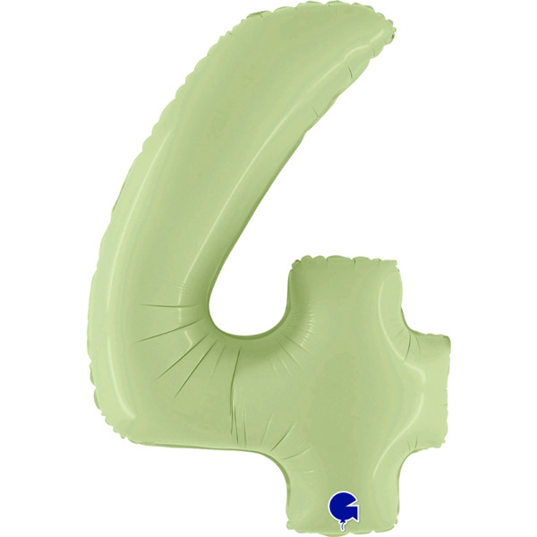 Шар (40"/102 см) Цифра, 4, Оливковый, Сатин, 1 шт. в уп.