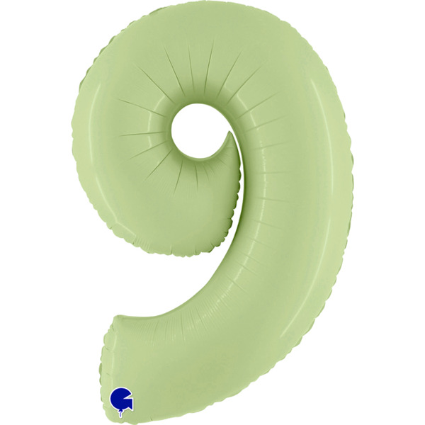 Шар (40"/102 см) Цифра, 9, Оливковый, Сатин, 1 шт. в уп.