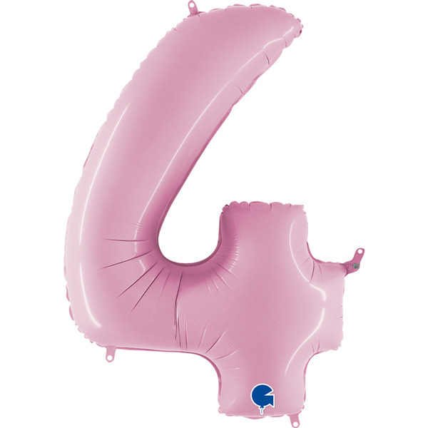 Шар (40"/102 см) Цифра, 4, Розовый, 1 шт. в уп.