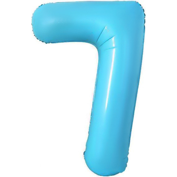 Шар с клапаном (16"/41 см) Мини-цифра, 7, Голубой, 1 шт.