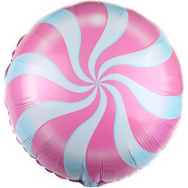Шар (18"/46 см) Круг, Леденец, Голубой/Розовый, Макарунс, 1 шт.
