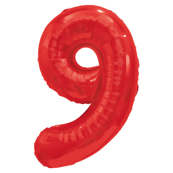 Шар (32"/81 см) Цифра, 9, Красный, 1 шт. в уп.