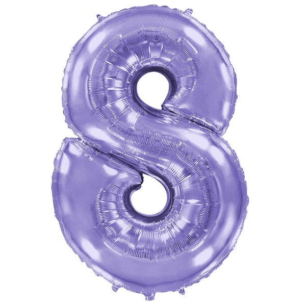 Шар (40"/102 см) Цифра, 8, Сиреневый, 1 шт. в уп.