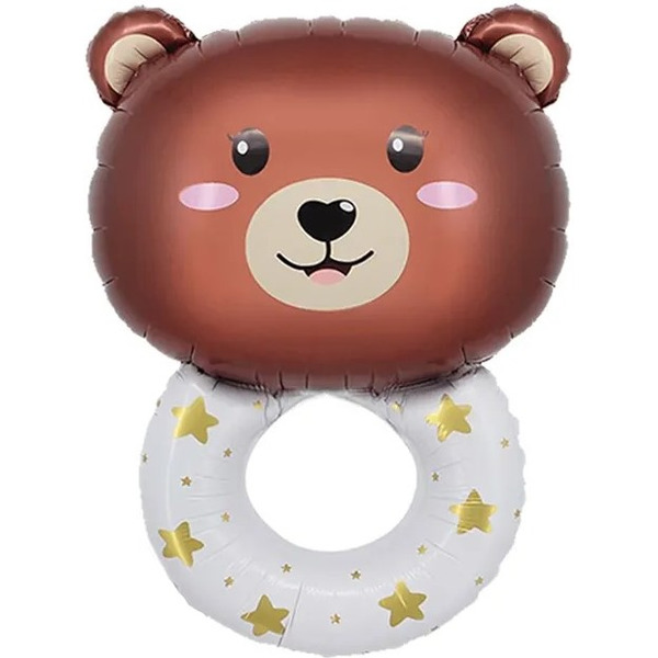 Шар (27"/69 см) Фигура, Погремушка Медвежонок, 1 шт.