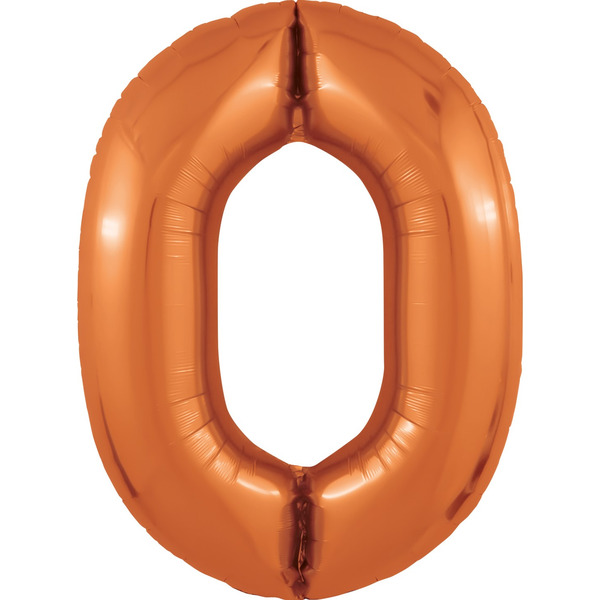 Шар (40"/102 см) Цифра, 0 Slim, Папайя, 1 шт. в уп.