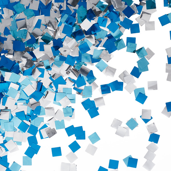 Конфетти фольга Квадрат, Голубой микс, Металлик, 1 см, 50 г.