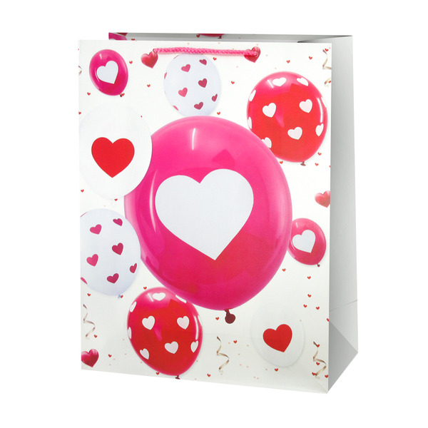 Пакет подарочный, Шарики-валентинки, Дизайн №1, 32*26*10 см, 1 шт.