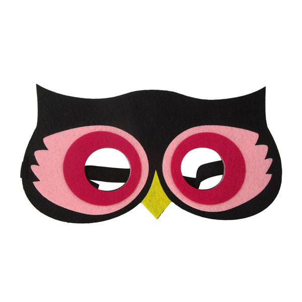 Маска карнавальная, из фетра, Совушка, Черный/Розовый, 18*9 см, 1 шт.